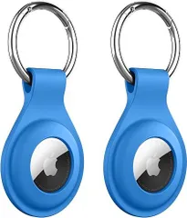 【在庫処分】JEDirect シリコン ケース AirTag 2021 キーチェーン付き 保護用 Air Tag キーホルダー ポータブル キーリング カバー 簡単インストール 2枚セット (カプリブルー)