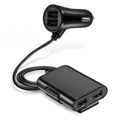車内 シガーソケット 8A USB 急速充電 4ポート 車載充電器 usb シガーソケット 2.4A & QC3.0 後部座席充電増設 シガーソケット コンセント アクセサリー 170cmケーブル 同時使用可能 シガレット usb 大型車から小型車まで使用可能
