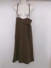 ◇ ◎ mysty woman フロントボタン ハイウエスト ロング ジャンパースカート ワンピース サイズF ブラウン系 レディース E  【1305250022680】