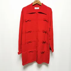 #wnc ギャラリービスコンティ GALLERY VISCONTI カーディガン ニット 長袖 ロング ビーズ リボン M 赤 美品 レディース [920734]