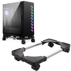 移動可能 PCカート 調整可能 パソコンラック PCラック デスクトップ用PCスタンド 熱対策 キャスター付き台車 CPUスタンド 黒 2個 OMIQIY