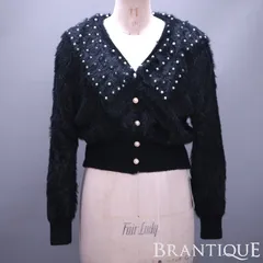 ◆未使用品/展示品◆ ビジュー/パール付き モヘアニット カーディガン ブラック 黒 フリーサイズ レディース アウター 服