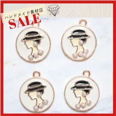 4個 ストーン付き女の人 横顔パーツ チャーム ジュエリー 丸い  ゴールド アパレルチャーム モチーフ   パーツ お洒落 デコパーツ アパレル ゴールド系 素材 資材 アクセサリー製作 デコパーツ