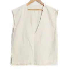アプレトロ ap retro デニムベスト プルオーバー ノースリーブ Vネック フリンジ 無地 F アイボリー /FF37