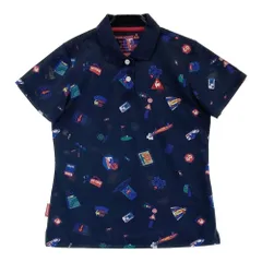 サイズ：L LECOQ GOLF ルコックゴルフ  半袖ポロシャツ 総柄 ネイビー系 [240101223404]# ゴルフウェア レディース ストスト