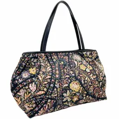 エトロ トートバッグ ペイズリー ハンドバッグ キャンバス レザー 革 マルチカラー ブラック 黒 ETRO フラワー 花柄 プリーツ ギャザー ショルダートートバッグ ショルダートート 肩掛け 手提げ バッグ バック カバン 鞄 レディース 女性【中古】