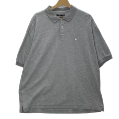 00's NIKE GOLF ナイキゴルフ リブ 半袖 ポロシャツ ボタンダウン ワンポイントロゴ刺繍 タイ製 XLサイズ グレー