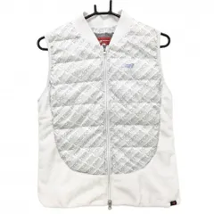 ニューバランスゴルフ 中綿ボアベスト 白×ライトグレー ロゴ総柄 レディース 2(L) ゴルフウェア New Balance