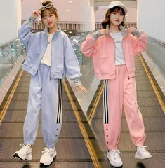 子供服 スウェット セットアップ キッズ 女の子 長袖 上下セット 春 秋 ダンス 衣装 ジャージ パーカーロングパンツ パジャマ 部屋着 ルームウェア キッズ ファッション 子ども ジュニア スポーツウェア 運動着 通学 レジャー ピンク ブルー 1317