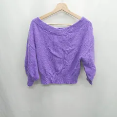 ◇ ⊇ snidel スナイデル アンゴラ ウール 七分袖 セーター サイズF パープル レディース E  【1409240057307】