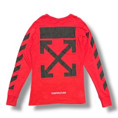 OFF-WHITE DIAG MONALISA L/S TEE モナリザ アロー プリント クルーネック カットソー オフホワイト S レッド OMAB001S18001012 90674A2
