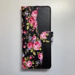 【7】24-120 Xperia 10 IV SO-52C スマホケース  手帳型 ブラック 黒 花柄