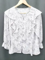 ◇ ⊂ any SiS エニィスィス 花柄 フリル 長袖 シャツ ブラウス サイズ2 パープル系 グレー レディース P  【1409090024023】