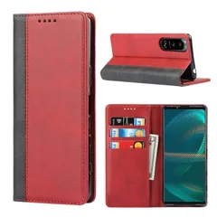 【在庫処分】2色組合せ 耐衝撃 スマホケース sog05 so53b エクスペリア5iii ソニー TPU 合成皮革 レッド 内蔵マグネット 横置きスタンド機能 財布カード入れ Pelanty 携帯カバー 6.1'' 3代 5 X 5 5 5III Sony