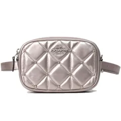 コーチ バッグ COACH メタリックカーフレザー ダイヤモンド キルティング スタッズ コンバーチブル ベルトバッグ 3way ワンショルダー バックパック クラッチ ウエスト ボディバッグ プラチナム 67540
