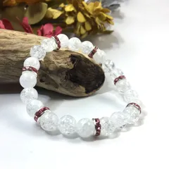 パワーストーン ブレスレット クラック水晶 天然石ブレス (ピンク) 8mm レディース  ●