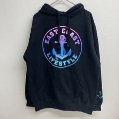 EAST COAST パーカー プルオーバー ビッグロゴ レインボー ブラック【メンズL】