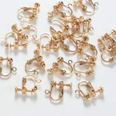 イヤリングパーツ ニッケルフリー 金属アレルギー対応 丸玉 ネジバネ カン付 シリコンキャッチ付 約1.4cm 10ペア 金 ハンドメイド アクセサリーパーツ