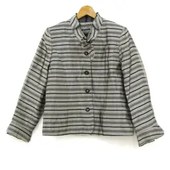 ケーアンドエス ジャケット アウター ボーダー柄 レディース Lサイズ グレー×黒 K&S 【中古】