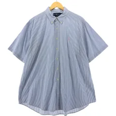 古着 ラルフローレン Ralph Lauren CLASSIC FIT シアサッカー 半袖 ボタンダウン ストライプシャツ メンズXXL相当/eaa535573