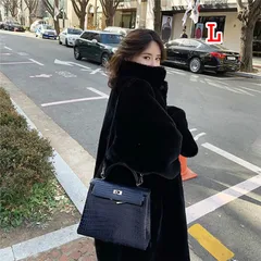 毛皮コート ファーコート レディース アウター ジャケット ロングコート ブルゾン ふわふわ フェイクファー モコモコ 秋 冬 暖かい 防寒 高級感 ブラック L