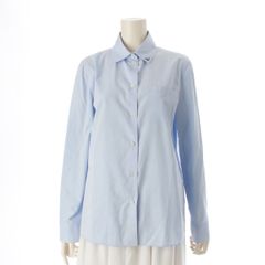 PRADA - プラダ 22SS コットン 三角プレート トライアングルロゴ 長袖シャツ ブラウス トップス ブルー SZ40/BR38【中古】 プラダ 22SS コットン 三角プレート トライアングルロゴ 長袖