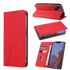 KWATUNG for iPhone 13 手帳型ケース iPhone 13 ケース 手帳型 おしゃれ 肌感レザー iPhone13 ケース 内蔵マグネット耐衝撃 iphone 13 スマホケース カード収納 スタンド機能 全面保護【6.1インチ】レッド 1