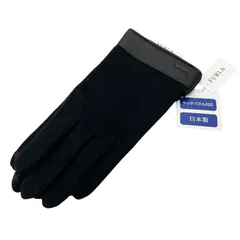 FURLA フルラ手袋黒牛革カシミヤブラック皮手袋アームカバー
