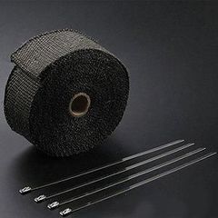 バイクのマフラーに巻きつけて放熱を抑制 耐熱バンテージ 10m×50mm  グラスファイバー製 600度 TEC-TAIBAN-G-10-BK　ブラック