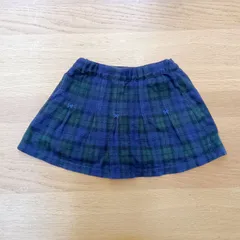 【値下げ】familiar（100㎝）紺×グリーンチェック柄スカート