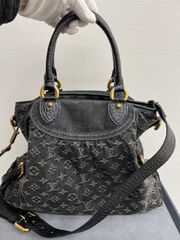 【美品】ルイヴィトン ハンドバッグ モノグラム・デニム ネオ・カヴィMM  LOUIS VUITTON 2way 黒 ブラック 【中古】