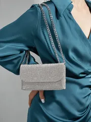 バッグ レディース ドレスバッグ クラッチバッグ ラインストーン 輝く 披露宴、結婚式、二次会で華やかに