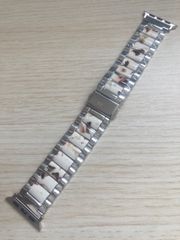 38/40/41mm アップルウォッチ バンド 調整器具付属 ベルト ステンレス Apple Watch シルバー×ホワイト 38S×W3