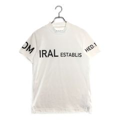 中古 メンズ アドミラルゴルフ Admiral Golf 半袖シャツ M ホワイト 白 総柄 モックネック