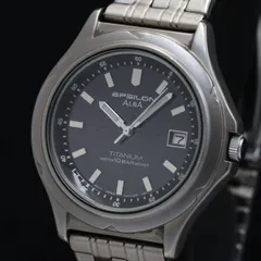 稼働 セイコー アルバ イプシロン V145-0B70 チタニウム デイト  ソーラー ブラック文字盤 メンズ/レディース腕時計 TKD 2000000 NSK