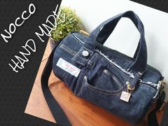 No601【DENIM✖️SIDEpocketドラム缶型SholderBAG】デニムリメイクボストンバッグ👖ショルダーバッグにもなる🩷