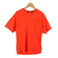 ナイキ NIKE Tシャツ ドライ メッシュ ロゴ ドライフィット ランニング 速乾 吸汗 半袖 XL オレンジ 大きいサイズ スポーツウエア