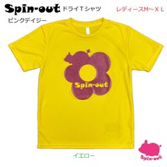 スピンアウト　ドライTシャツ　ピンクデイジー　イエロー　レディースM～XL