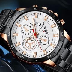 新品 FNGEEN ファッションウォッチ フルスチール メンズ腕時計 ホワイト