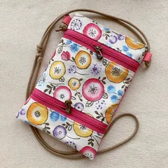 ぽんぽんフラワー＊コインスルー　スマホポーチ