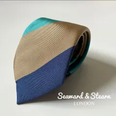 Seaward&stearn / コットンシルク　段落ちストライプ　ネクタイ