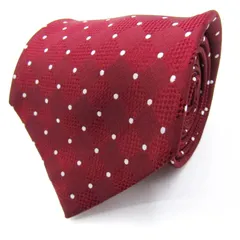 コムサイズム ブランド ネクタイ ドット 格子柄 チェック柄 シルク メンズ ワインレッド COMME CA ISM 【中古】