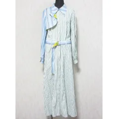 美品 23SS Pameo Pose パメオポーズ Chimera Shirts Dress ストライプ ロング マキシ丈 シャツワンピース 2323203006 F グリーン×ホワイト レディース 古着 中古 USED