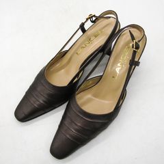 ランセル パンプス バックストラップ ブランド 靴 シューズ 日本製 レディース 24.5サイズ ブラウン LANCEL 【中古】