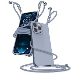 iPhone12 Pro Max ケース ショルダー シリコン iphone 12 Pro Max スマホケース アイフォン12Pro Max カバー 耐衝撃 肩掛け 斜めかけ 縄掛けケース 紐付き 斜めがけ 織りストラップ付き 長さ調整可能 取り外し可能 0