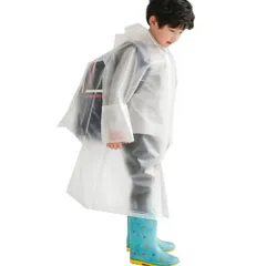 ホワイト1_L キッズレインコート 子供 ランドセル対応 男の子 女の子 ボーイズレインウェア 雨具 雨合羽 EVAエコ素材 防水 撥水 軽量 ツバ付き レイングッズ アウトドア 入学用 ホワイト Lサイズ