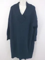◇ un dix cors アンディコール Ｖネック ニット 長袖 膝丈 ワンピース サイズＦ ネイビー系 レディース P  【1302270002814】