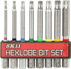 【在庫処分】SK11(エスケー11) トルクスネジ用ビット 8点セット 65mm BS-22N 六角軸 6.35mm