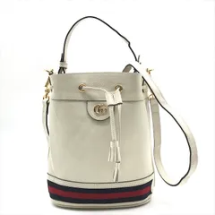 美品 GUCCI グッチ レザー スモール バケット オフィディア GG金具 2way ハンド ショルダー バッグ 鞄 かばん ホワイト k5158