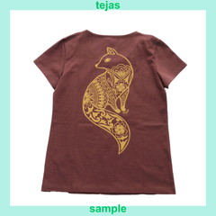 ＜tejas(テジャス)＞tejas-T＜fox＞ [TL222130] (ボルドー)トップス　Tシャツ　コットン　ヨガウェア　サンプル品